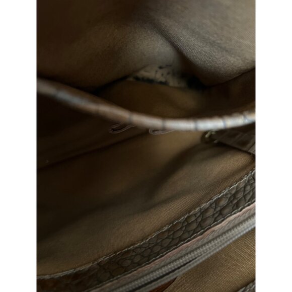 Brahmin Tan Croc Embossed Leather Satchel Handbag With Multiple Compartments - Picture 7 of 13